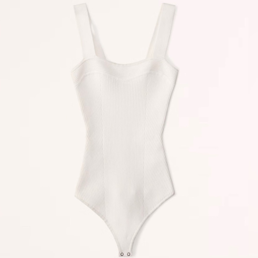 NWT Abercrombie and Fitch White Ribbed Sweater Sweetheart Bodysuit XL